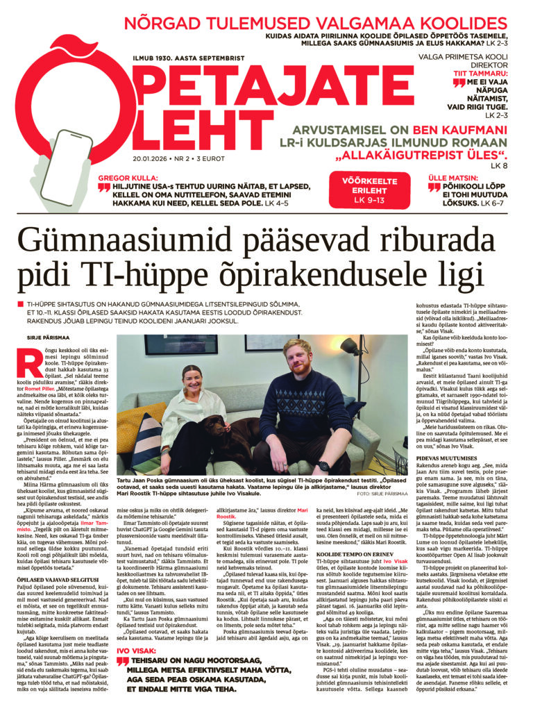 Õpetajate Leht 20. jaanuaril